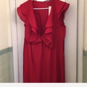 NEW plunging V-neckline maxi large ruffle hem